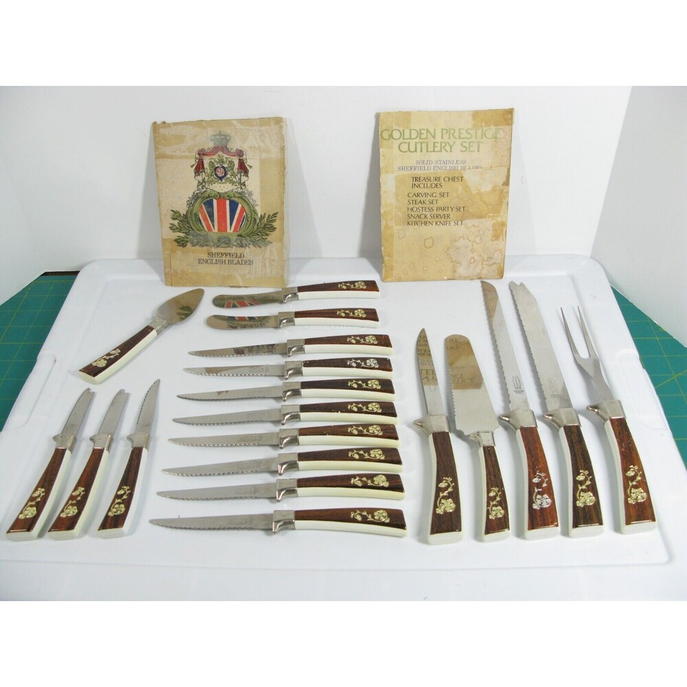 Sheffield English Golden Prestige "Treasure Chest" Cutlery Set Stainless 19 Pc.